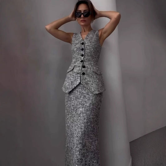 Workplace Slimming Solid Color Temperament Vest Set, Two-piece Set Viralgem Store