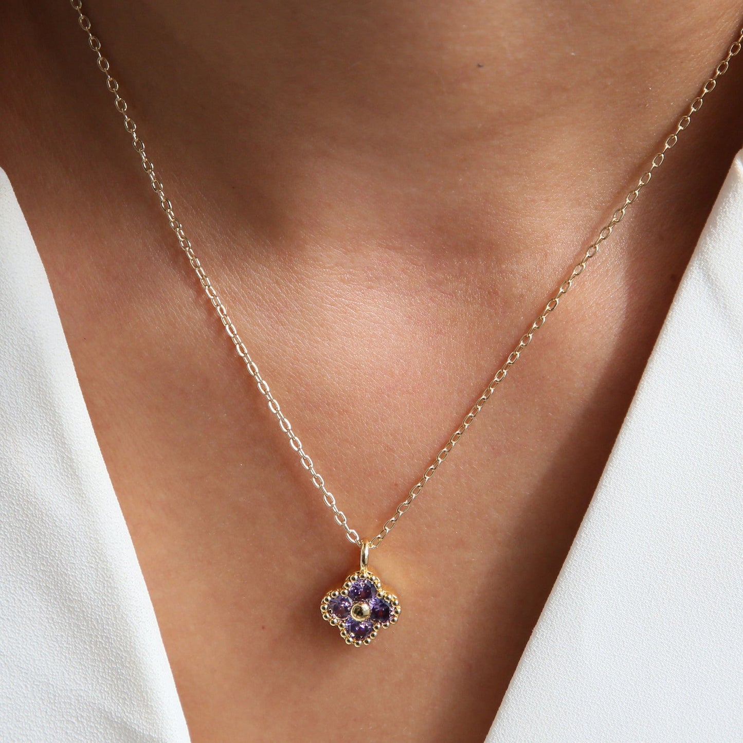 18K Brass Micro-inlaid Four-leaf Clover Fashion Necklace Viralgem Store