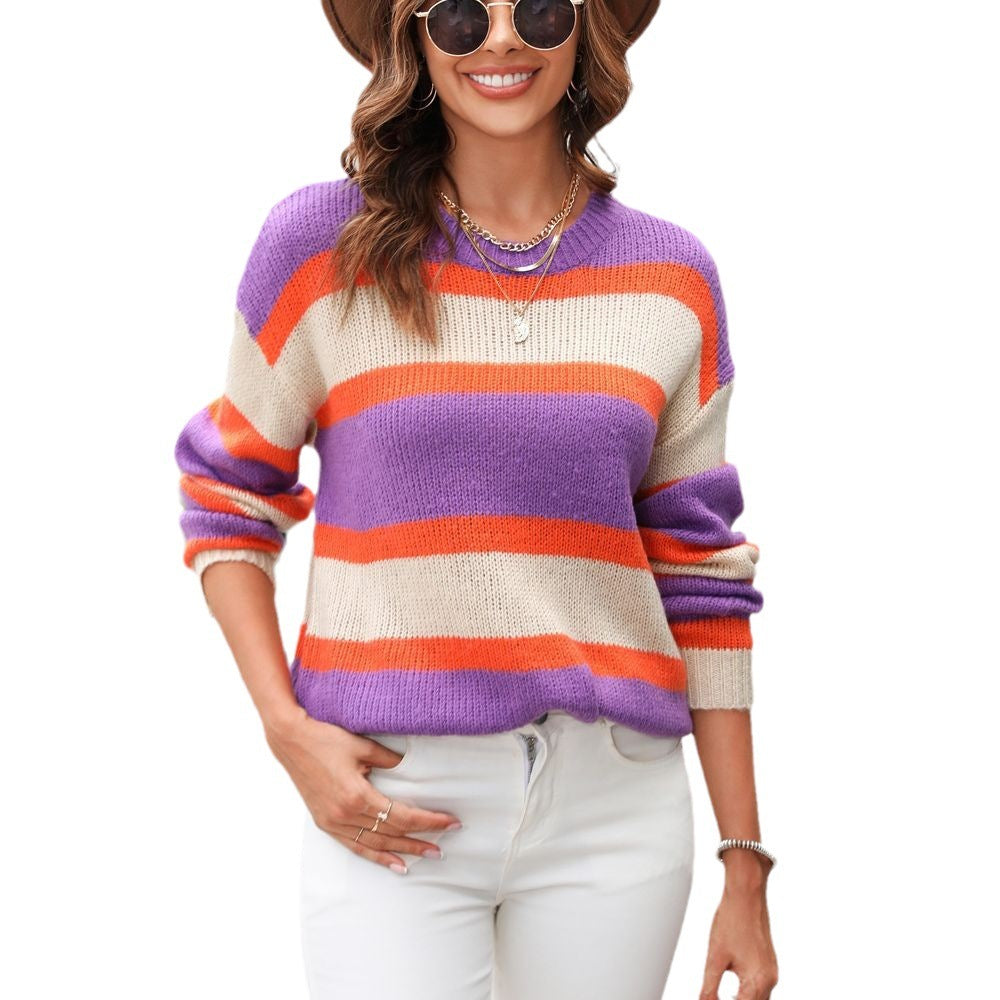 Wide Striped Pullover Base Knitwear Sweater Viralgem Store