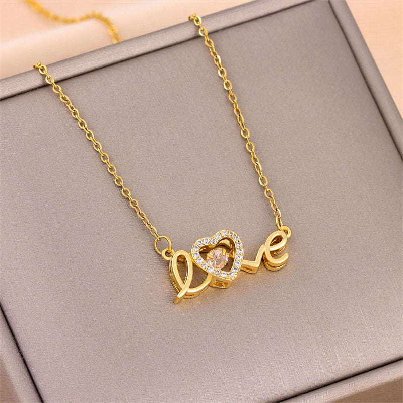 Valentines Day Gift New Titanium Steel Necklace Fashion New Love Smart Necklace Female Clavicle Chain Fashion Jewelry Woman Viralgem Store