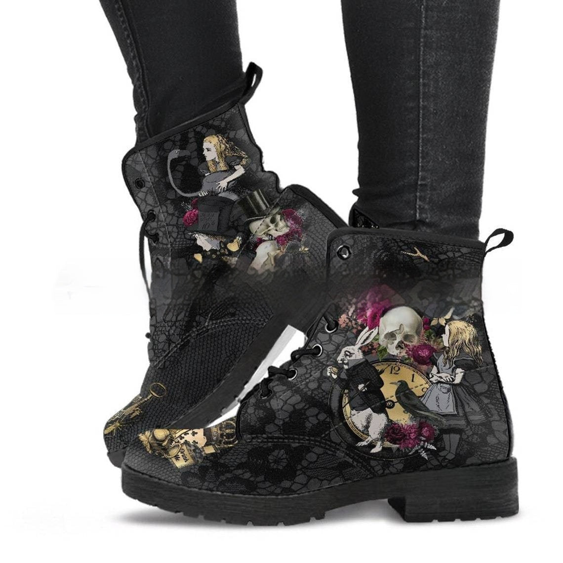 Women's Printed Cartoon Lace-up High-top Leather Boots Viralgem Store