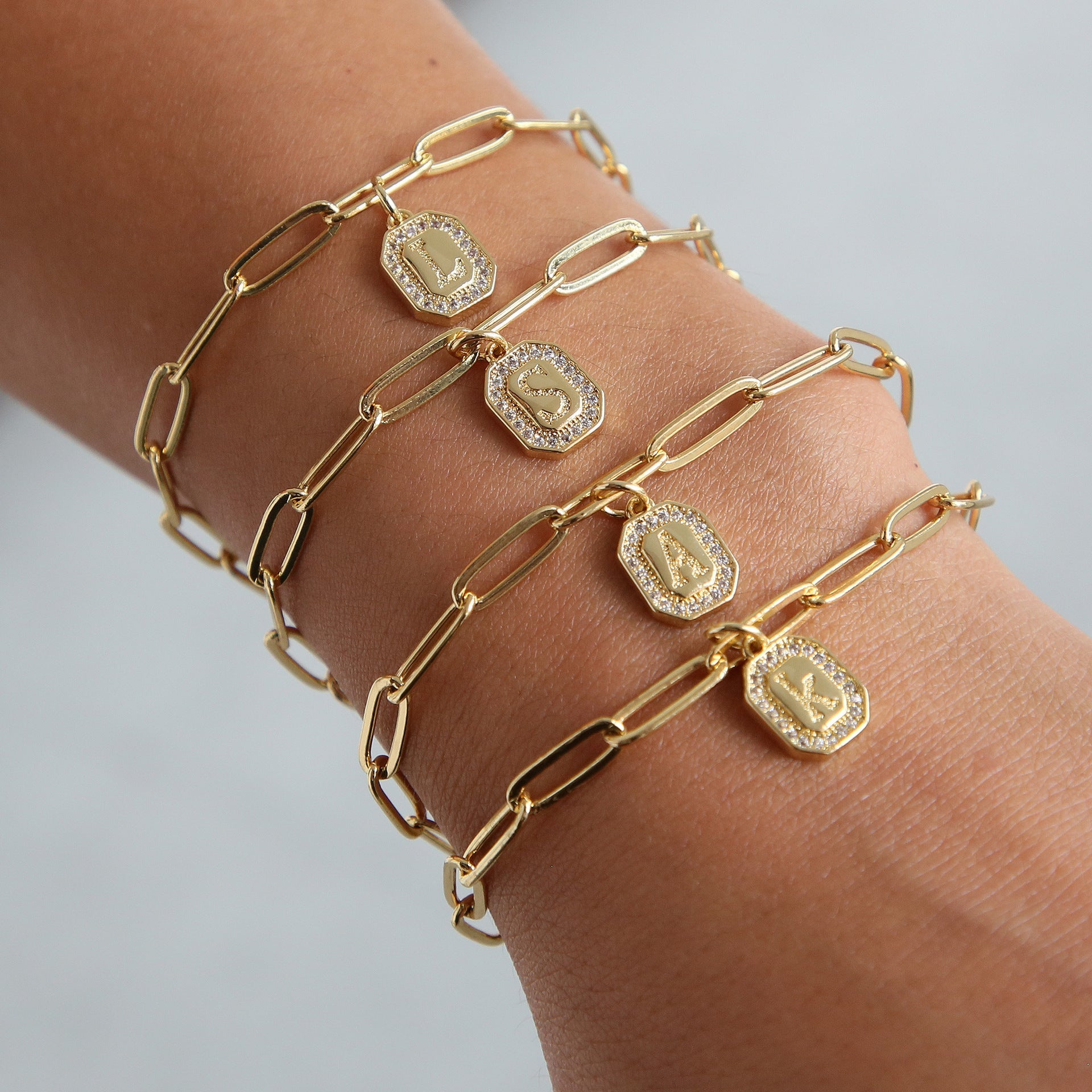 18k26 English Square Tags Letter Bracelet Viralgem Store