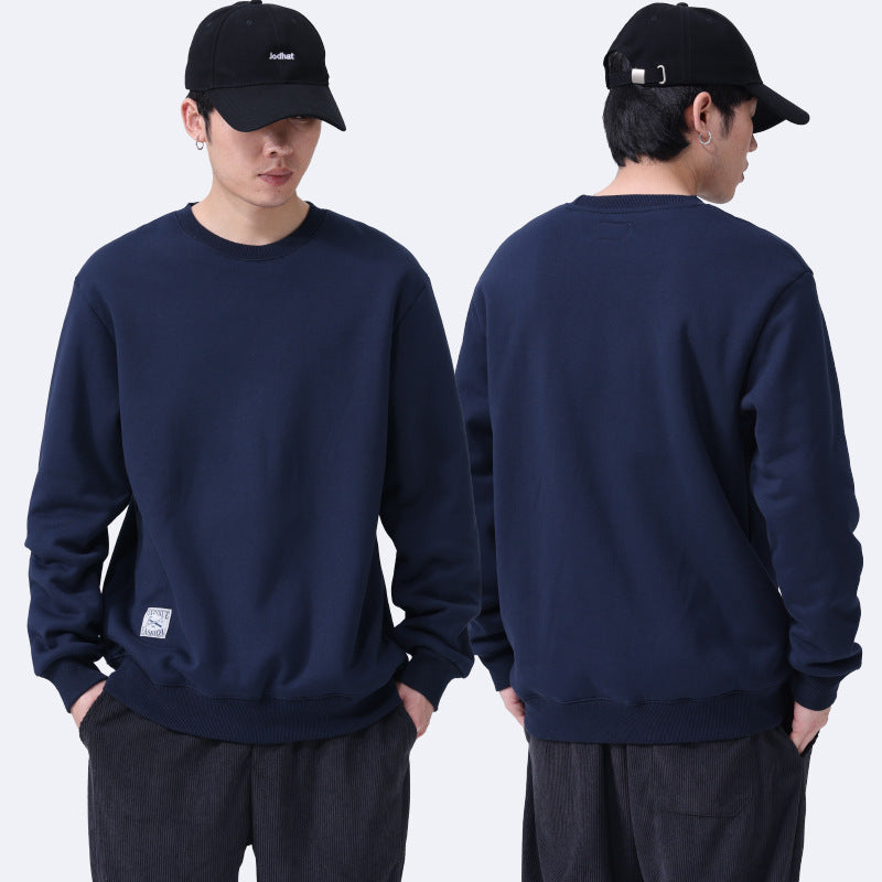 Winter Fleece Sweatshirt Warm Round Neck Pullover Top For Men Solid Color Sweater Boys Teenagers Clothing Viralgem Store