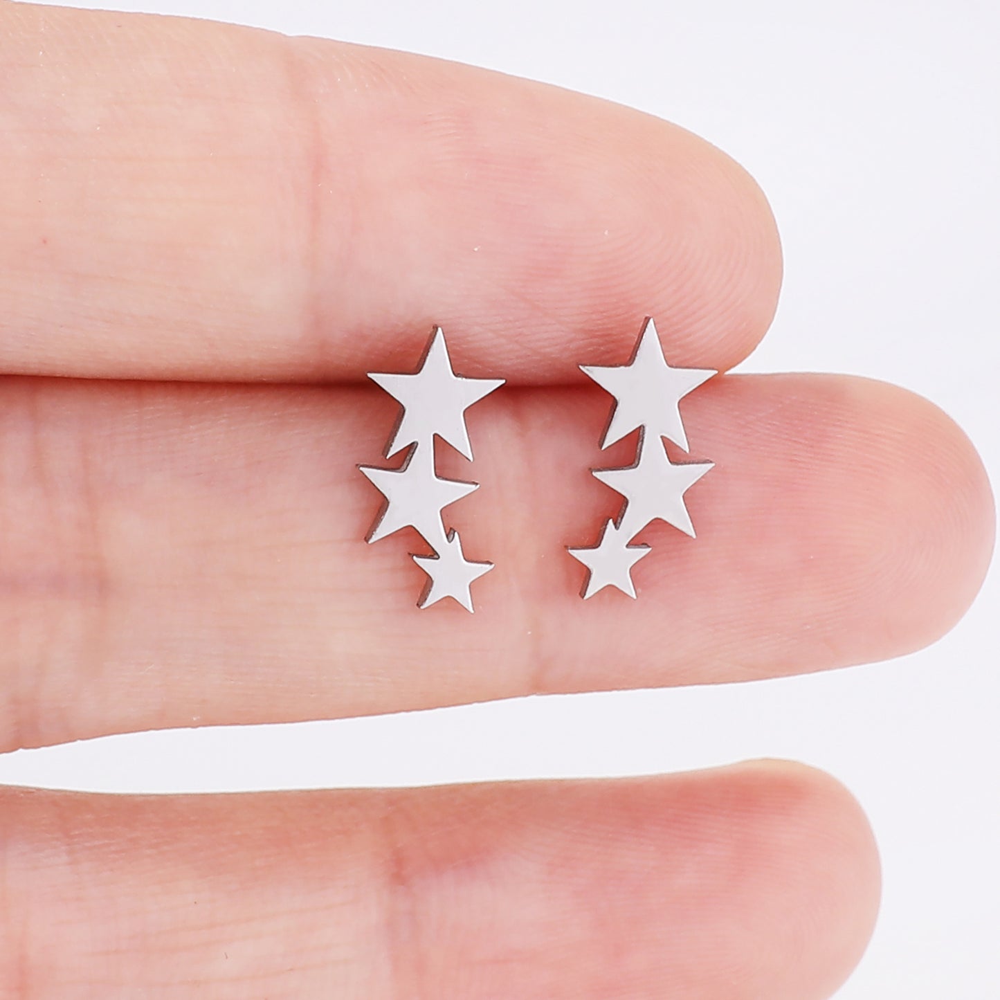 Stainless Steel Ornament Five-pointed Star Shape Stud Earrings