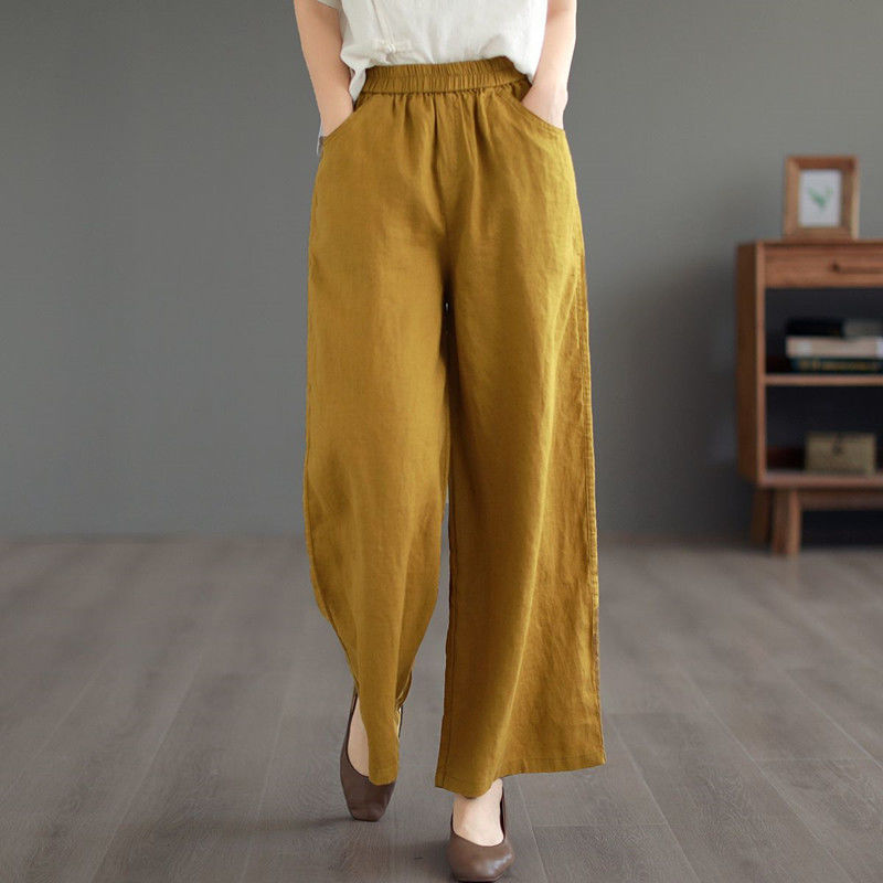 Thin High Waist Loose Artistic Retro Cotton And Linen Straight-leg Pants Viralgem Store