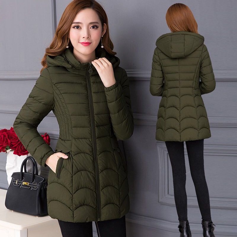 Women's Mid-length Simple Slim-fit Figure Flattering Mid-length Cotton-padded Coat Viralgem Store