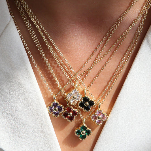 18K Brass Micro-inlaid Four-leaf Clover Fashion Necklace Viralgem Store