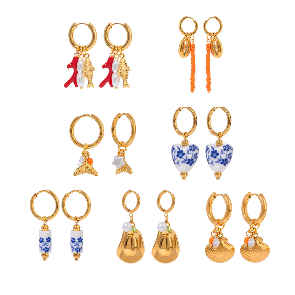 18K Gold Stainless Steel Pearl Cowboy Hat Hat Bead Ear Clip Viralgem Store