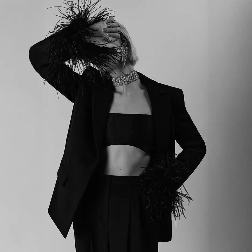 Women's Tatting Cardigan Black Suit Set Viralgem Store