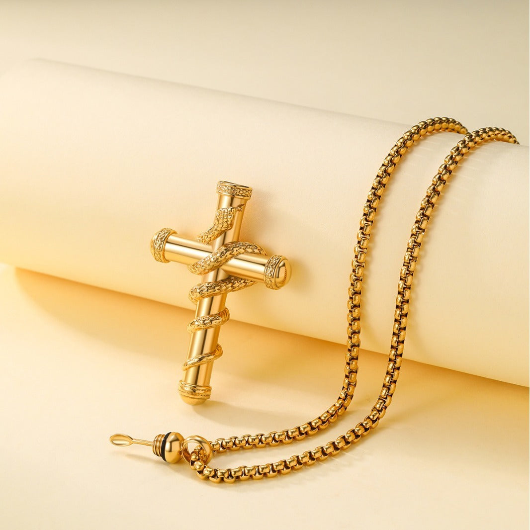 18k Gold Detachable Cross Snake Necklace Fashion Personality Clavicle Chain Necklace For Valentine's Day Loved Memorial Jewelry Viralgem Store