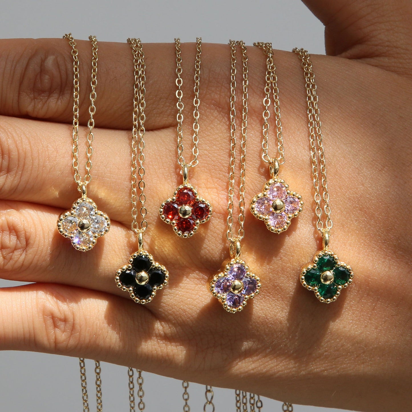 18K Brass Micro-inlaid Four-leaf Clover Fashion Necklace Viralgem Store