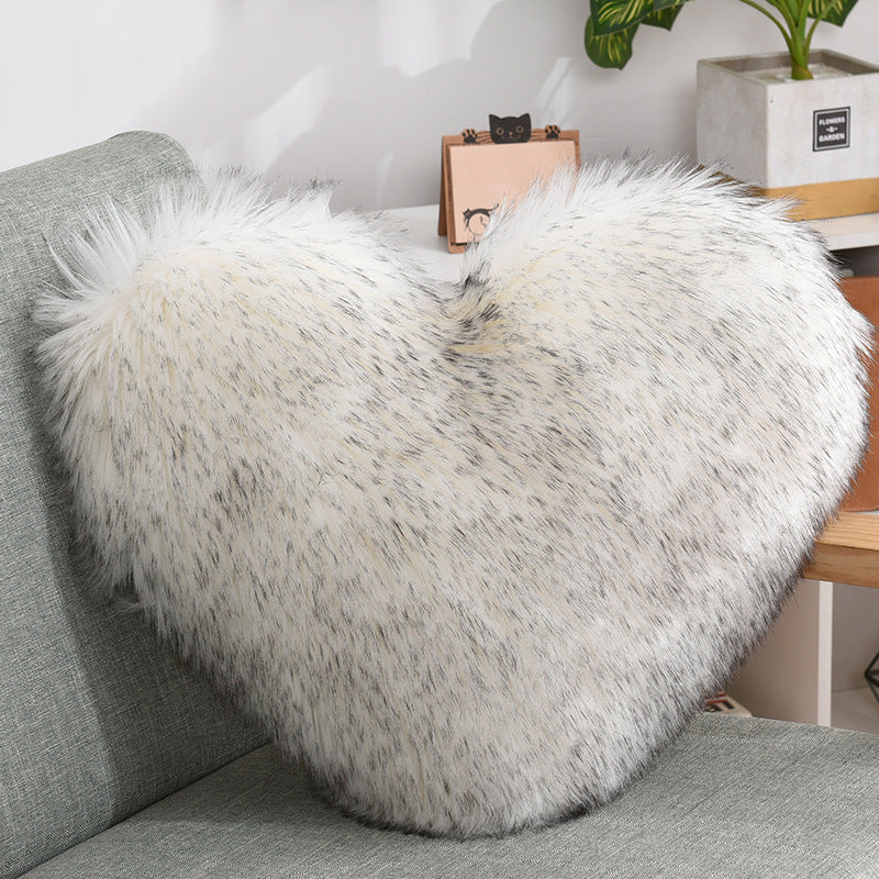 Throw Pillows Heart Shape Long Plush Fluffy Shaggy Cushion Cover Sofa Cushions Decorative Pillow Covers Pillowcase White Viralgem Store