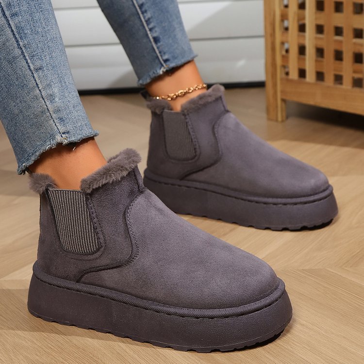 Winter Snow Boots Fashion Flat Thick-soled Cotton Shoes Round Toe Warm Plush Ankle Boot For Women Viralgem Store