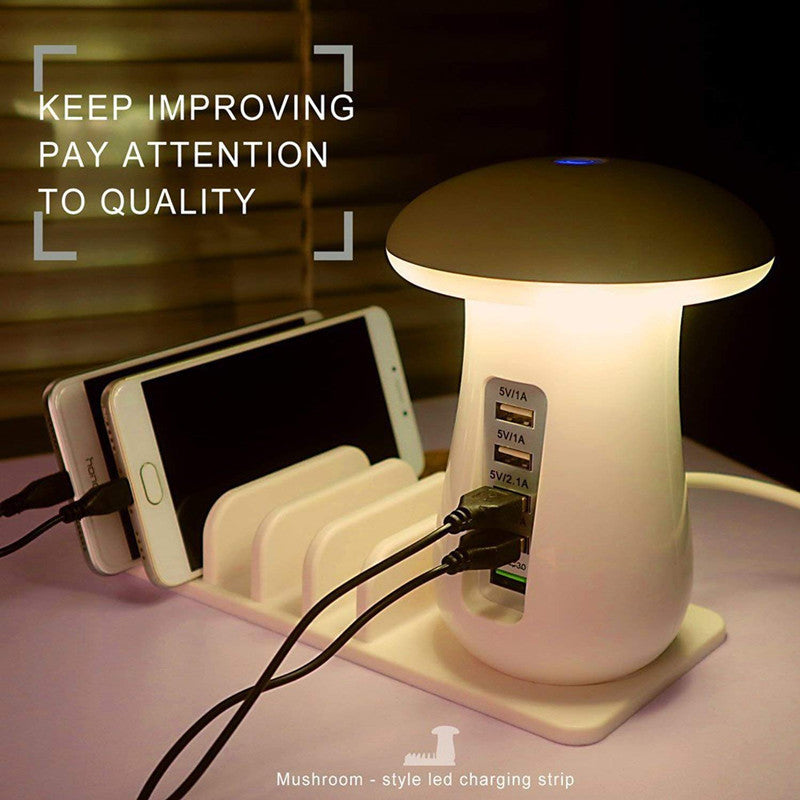 2 In 1 Multifunction Mushroom Lamp LED Lamp Holder USB Charger Home Office Supplies Viralgem Store