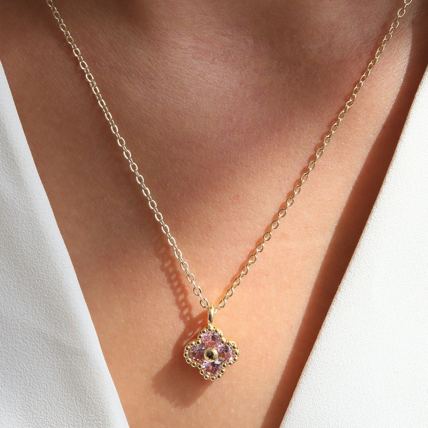 18K Brass Micro-inlaid Four-leaf Clover Fashion Necklace Viralgem Store