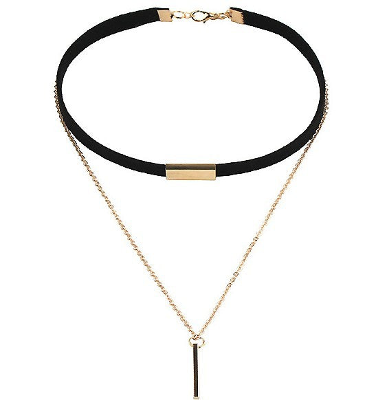 SUSENSTONE New Black Velvet  Gold Chain Choker Necklace Viralgem Store
