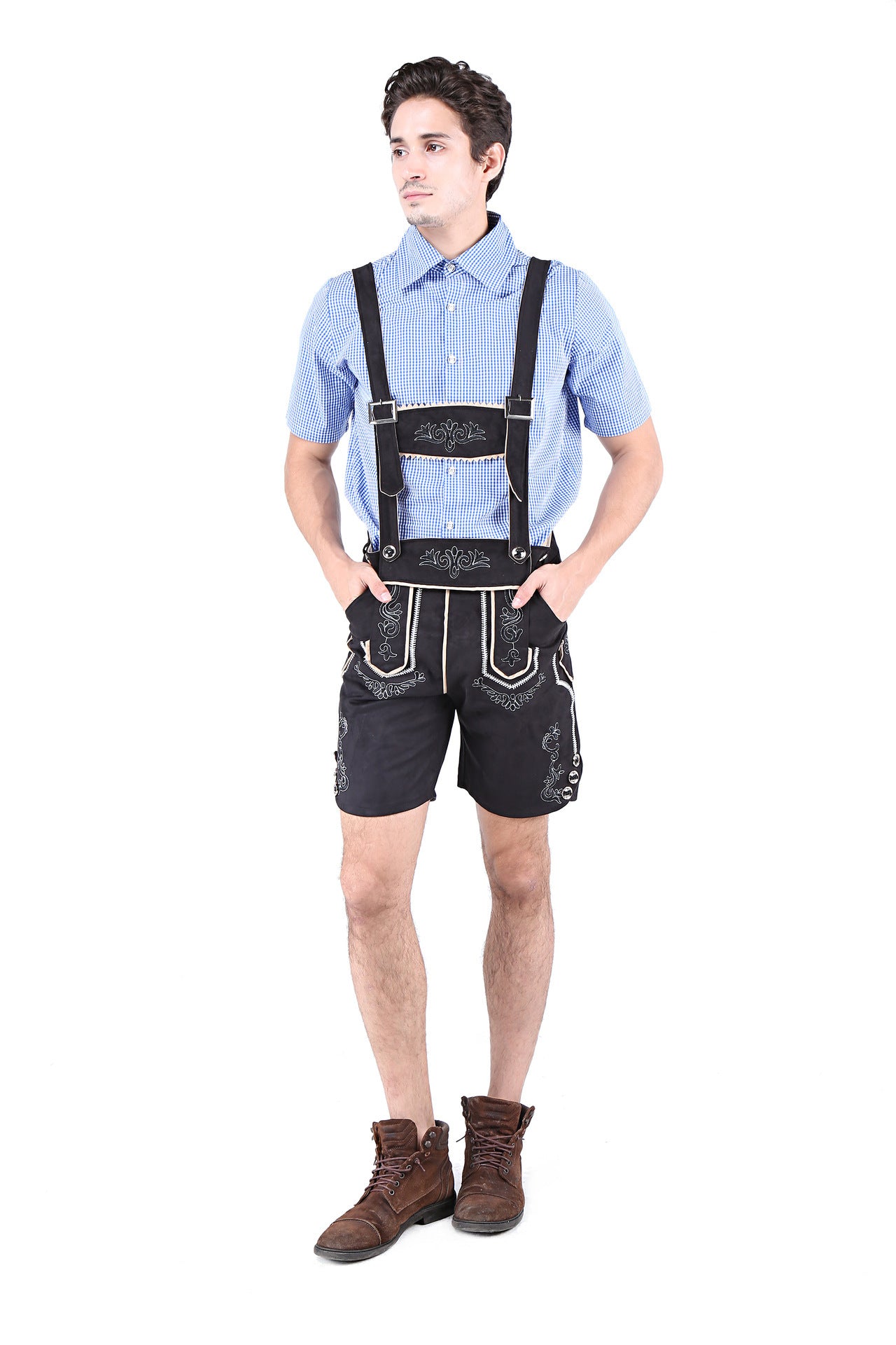 Two-color Shirt Suspenders European And American Adult Men German Beer Festival Clothing Bar Overalls