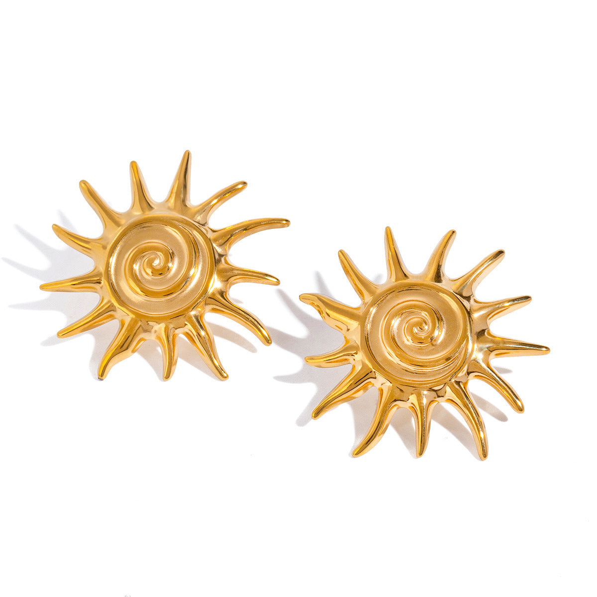 Stainless Steel Thread Sun Flower Ear Studs Niche Retro
