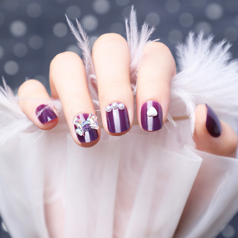 Wearing Nails With Diamonds And Purple Fake Nails Viralgem Store