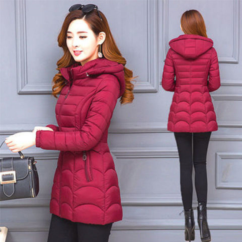 Women's Mid-length Simple Slim-fit Figure Flattering Mid-length Cotton-padded Coat Viralgem Store