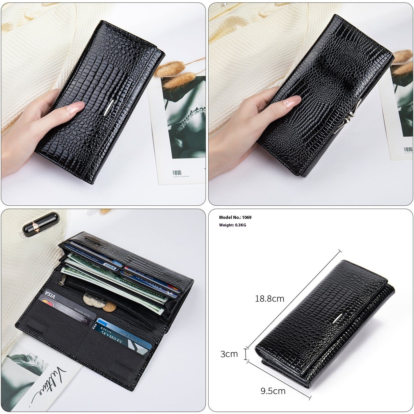 Women's Long Genuine Leather Cowhide Wallet Viralgem Store