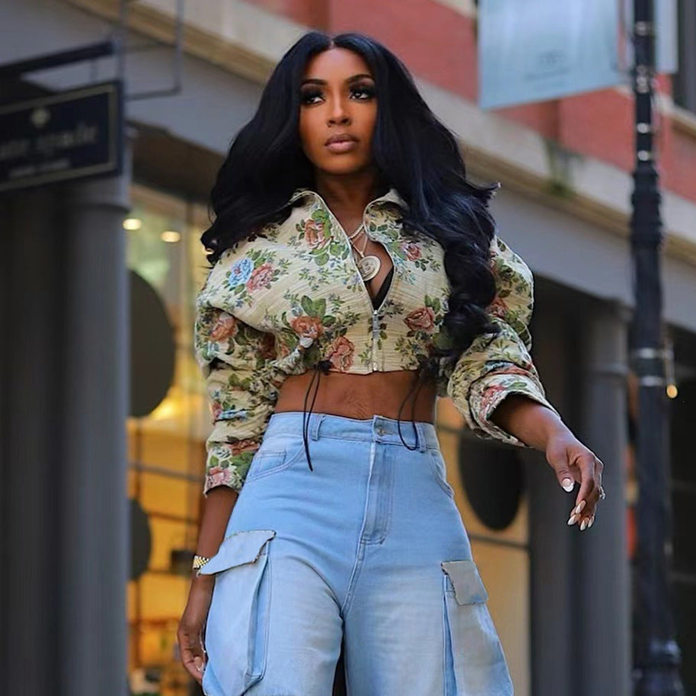 Women's Lace-up Yarn-dyed Jacquard Long-sleeved Jacket Viralgem Store