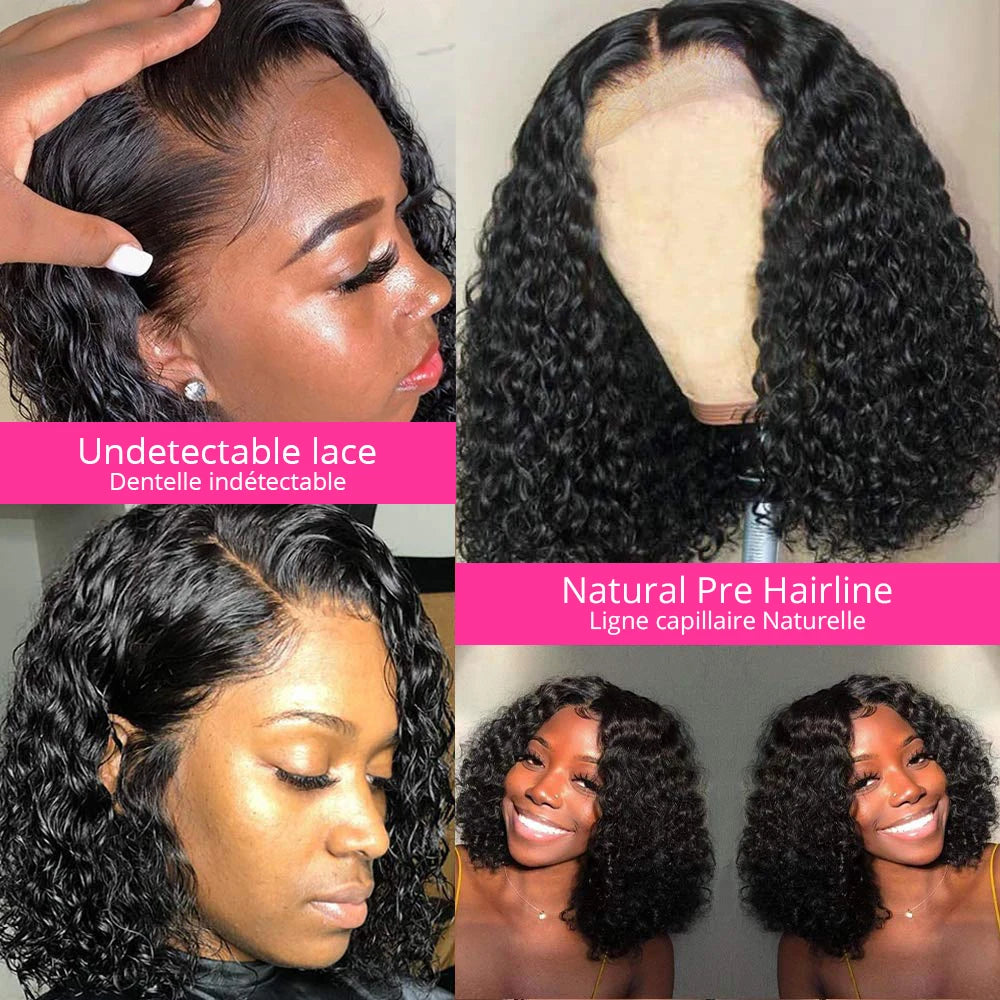 12A Kinky Curly Human Hair Wigs 13X4 Lace Frontal Wigs For Women Pre Plucked With Baby Hair Brazilian Virgin Jerry Curly Bob Wig