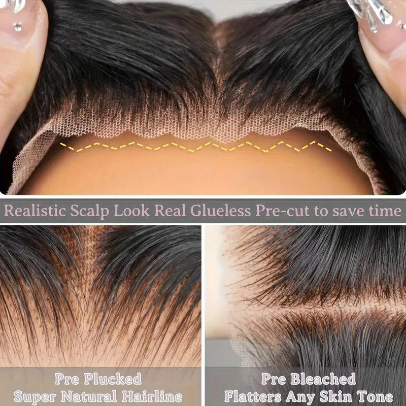 9x6 Pre Cut HD Lace Glueless Wigs Straight Virgin Human Hair Wigs 250% 13x6 Lace Front Wigs 3s Put On Go Straight Frontal Wigs Viralgem Store