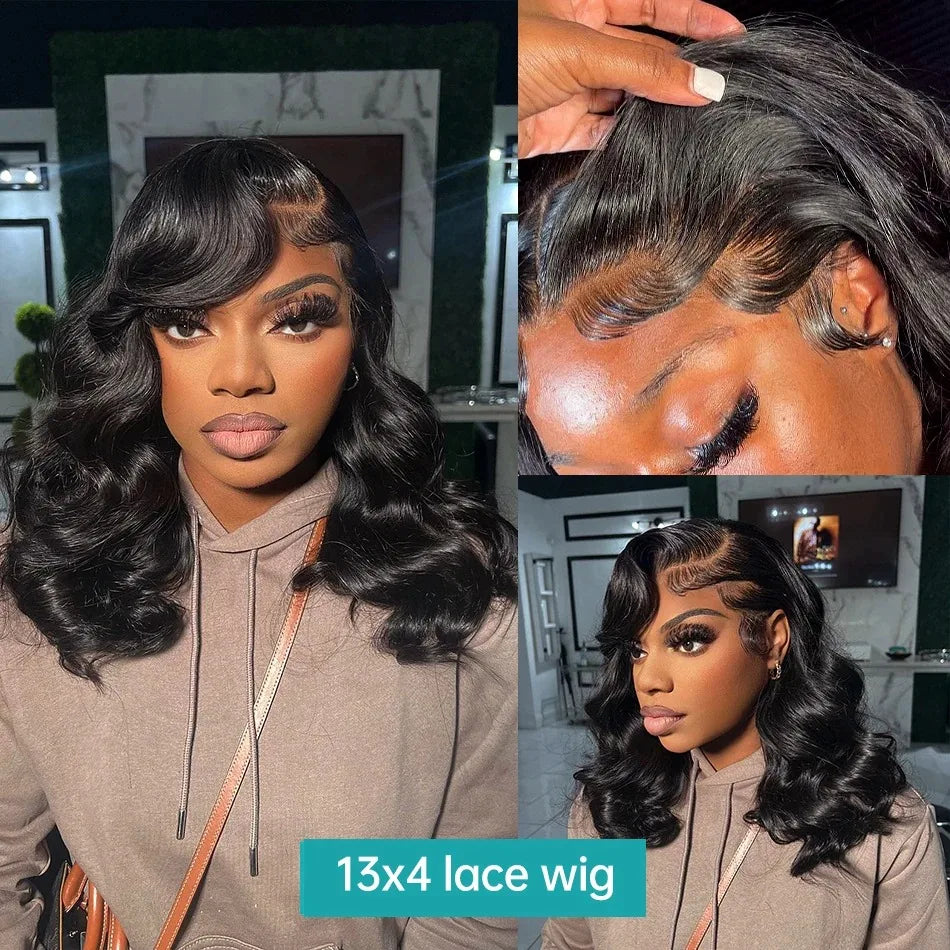 250 Density Short Bob Body Wave 13x4 13x6 Transparent Lace Front Human Hair Wigs Brazilian Lace Frontal Wig 5x5 Lace Closure Wig Viralgem Store