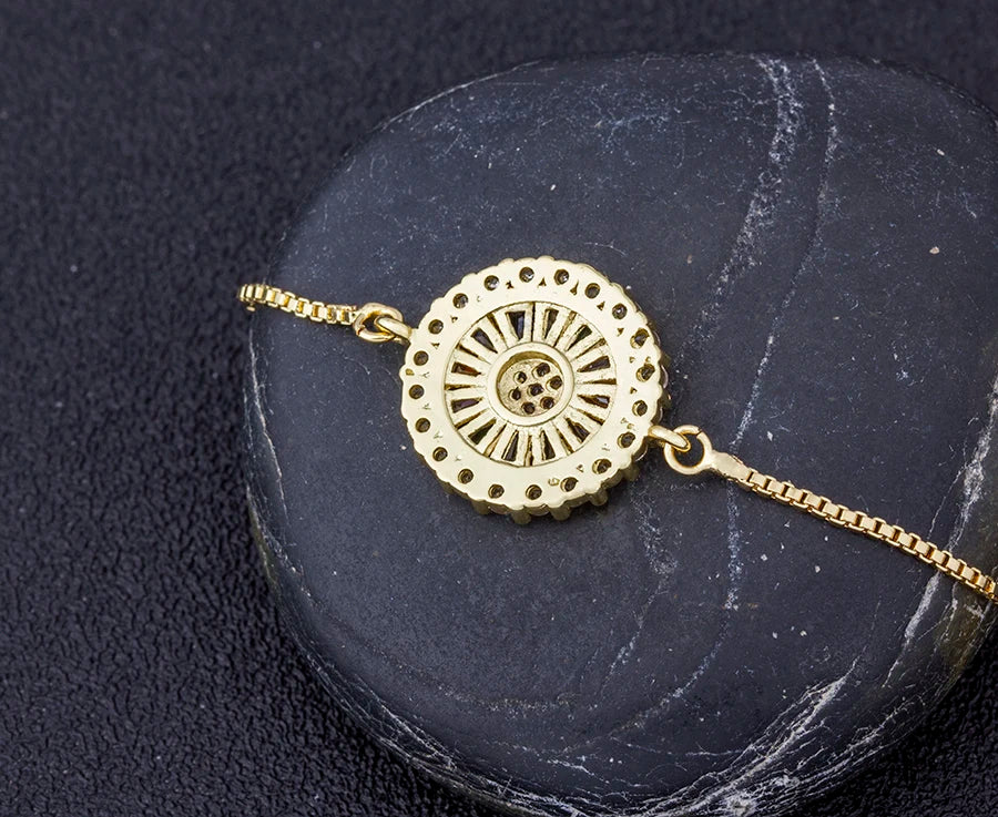 AIBEF Hot Sale Fashion Lovely Heart Rainbow Adjustable Bracelet Bangle Cubic Zircon Chain Bracelet Women Jewelry Birthday Gifts