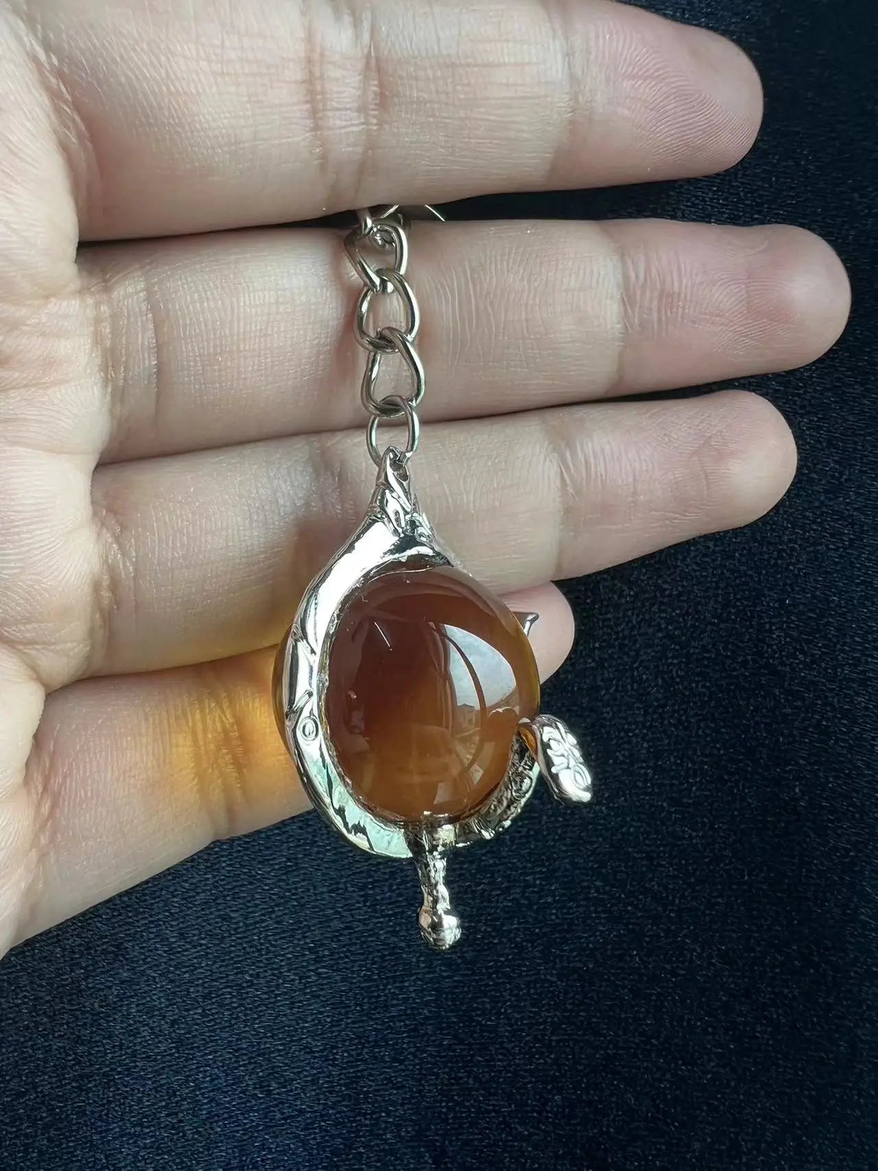 W.I.T.C.H. Color Crystal Heart of Kandrakar Keychain Exquisite Pattern Carved Crystal Ball Pendant Chain Magic Elf Same Jewelry