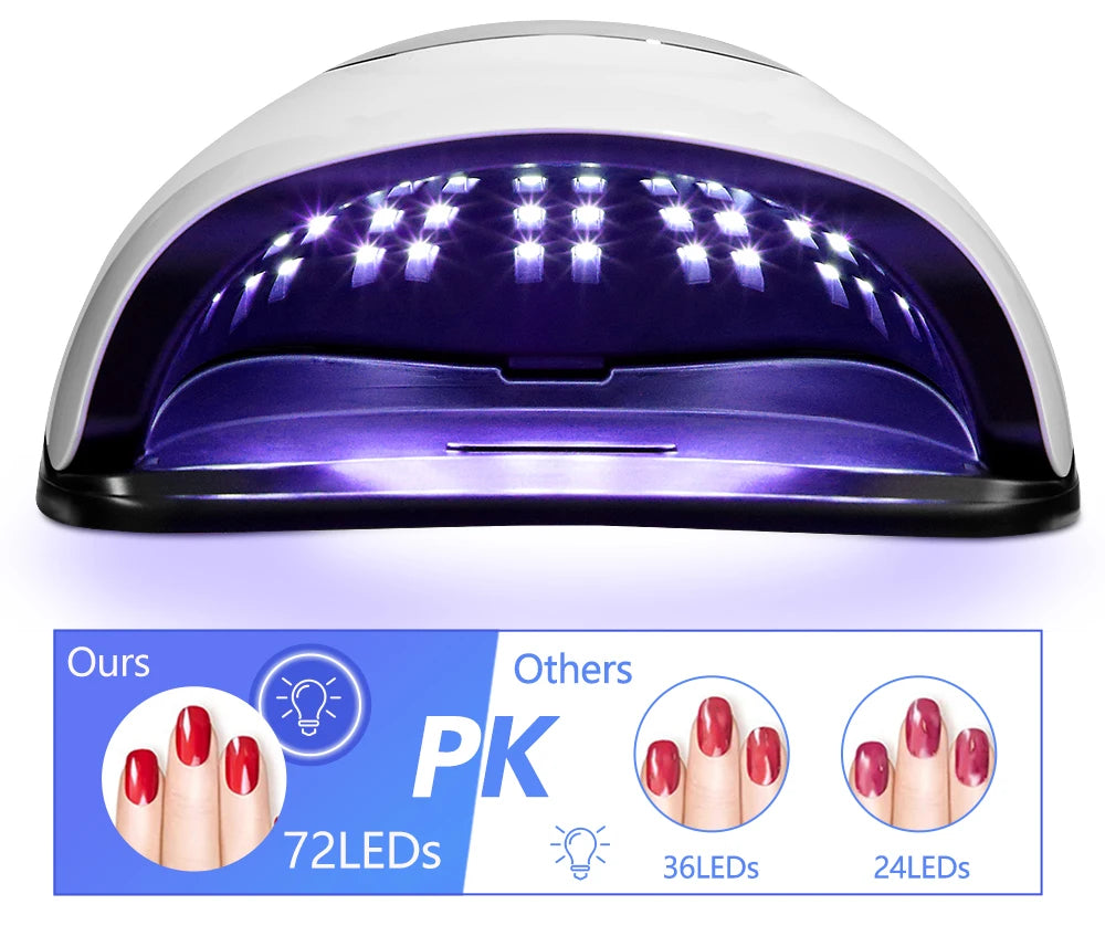 320W UV Light Dryer for Nails Gel Polish with 72 Lamp Beads 4 Timer Setting HD Display Screen Auto Sensor Professional Nail Lamp