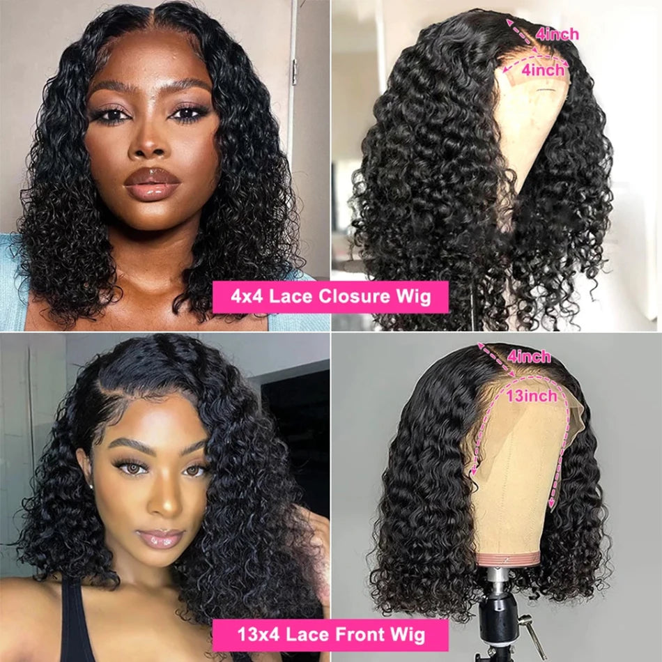 12A Kinky Curly Human Hair Wigs 13X4 Lace Frontal Wigs For Women Pre Plucked With Baby Hair Brazilian Virgin Jerry Curly Bob Wig