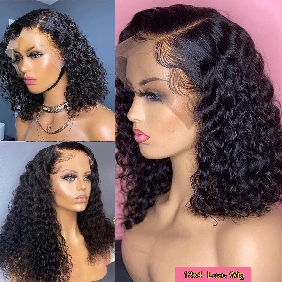 12A Kinky Curly Human Hair Wigs 13X4 Lace Frontal Wigs For Women Pre Plucked With Baby Hair Brazilian Virgin Jerry Curly Bob Wig