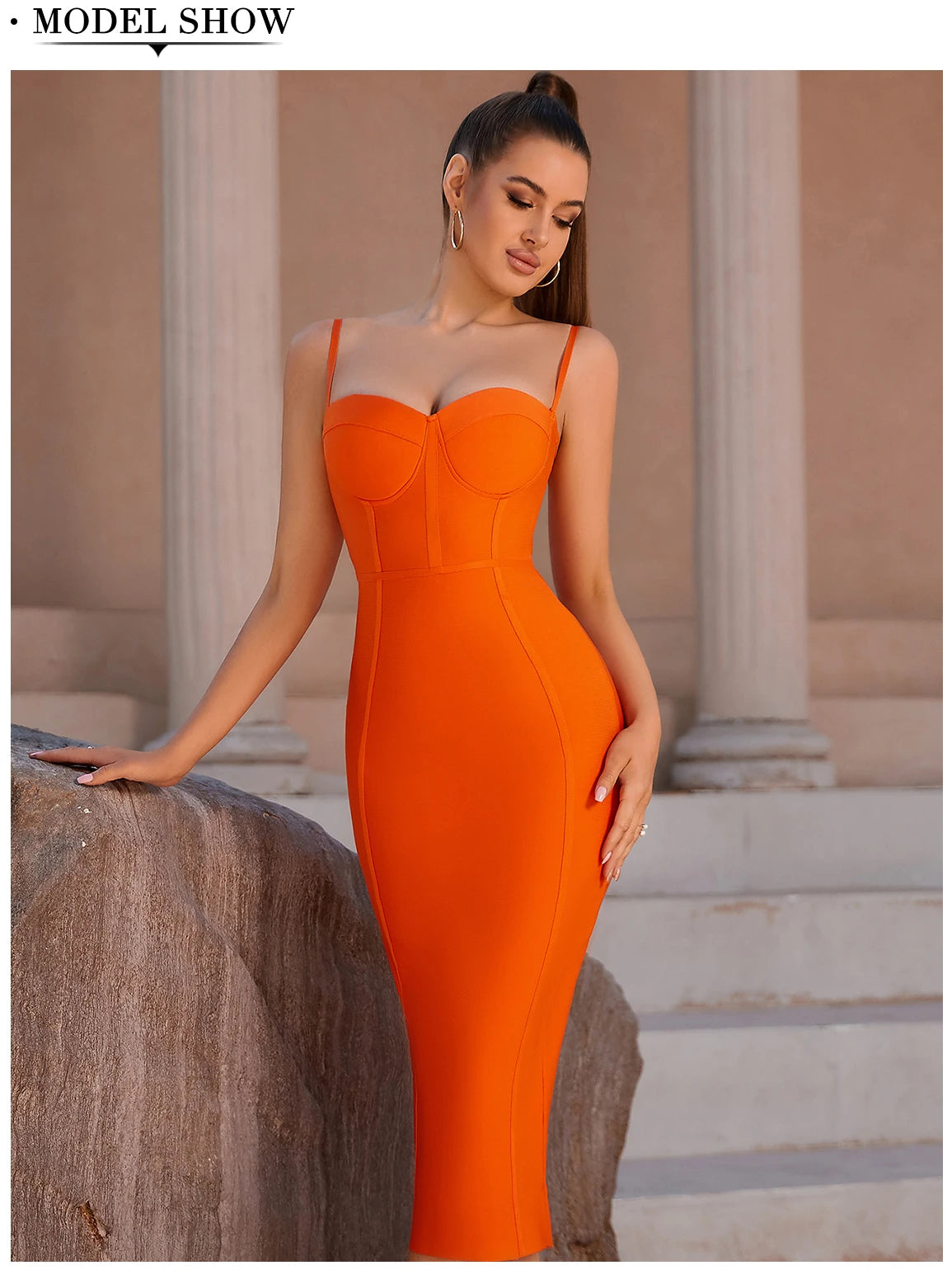 Adyce 2023 New Summer Women Sleeveless Bandage Dress Sexy Spaghetti Strap Orange Bodycon Evening Runway Club Party Dress Vestido