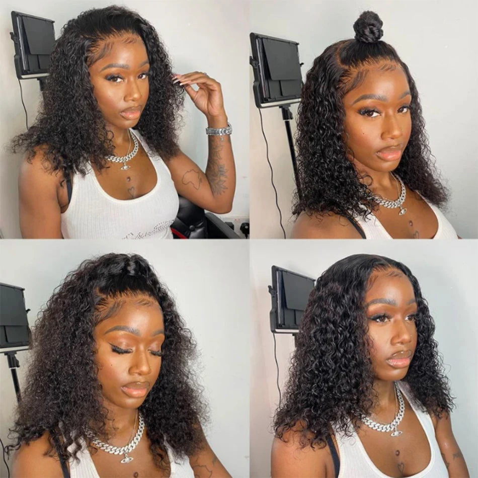 12A Kinky Curly Human Hair Wigs 13X4 Lace Frontal Wigs For Women Pre Plucked With Baby Hair Brazilian Virgin Jerry Curly Bob Wig