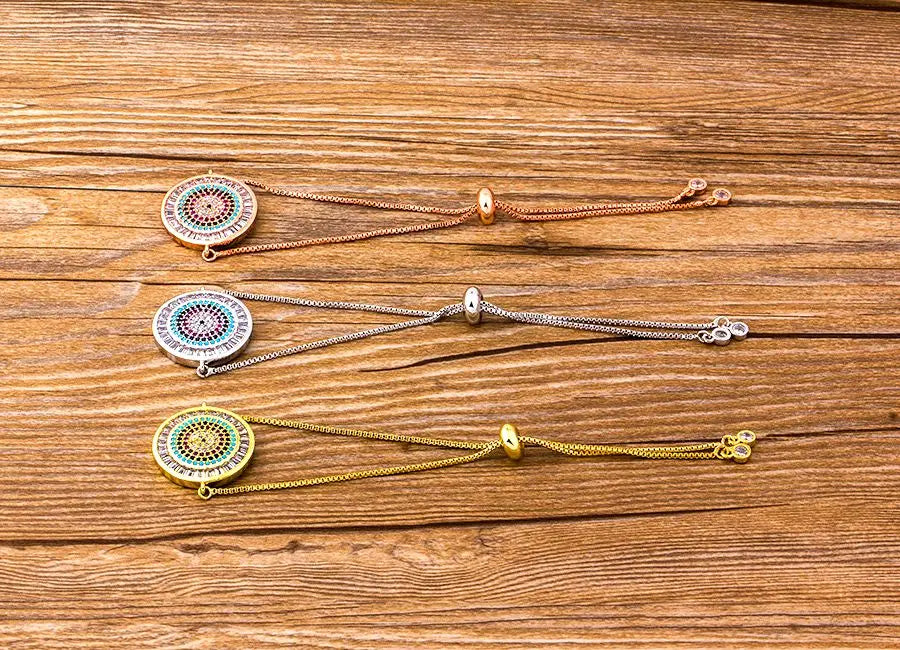 AIBEF Hot Sale Fashion Lovely Heart Rainbow Adjustable Bracelet Bangle Cubic Zircon Chain Bracelet Women Jewelry Birthday Gifts