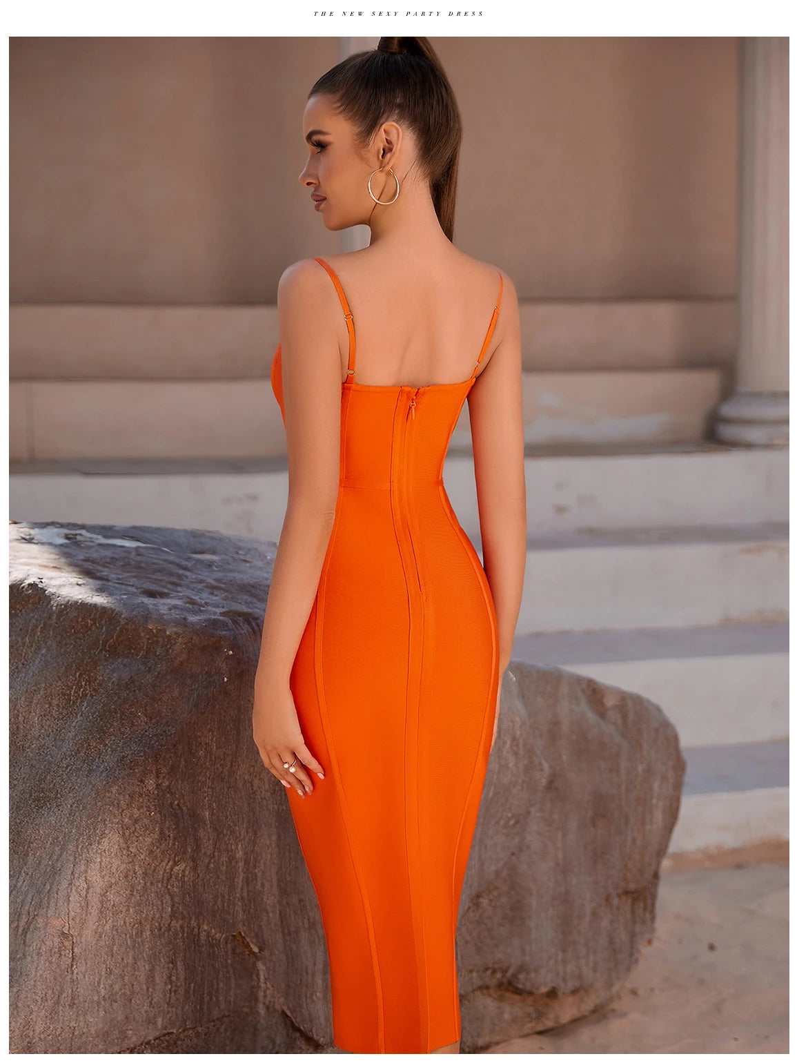 Adyce 2023 New Summer Women Sleeveless Bandage Dress Sexy Spaghetti Strap Orange Bodycon Evening Runway Club Party Dress Vestido