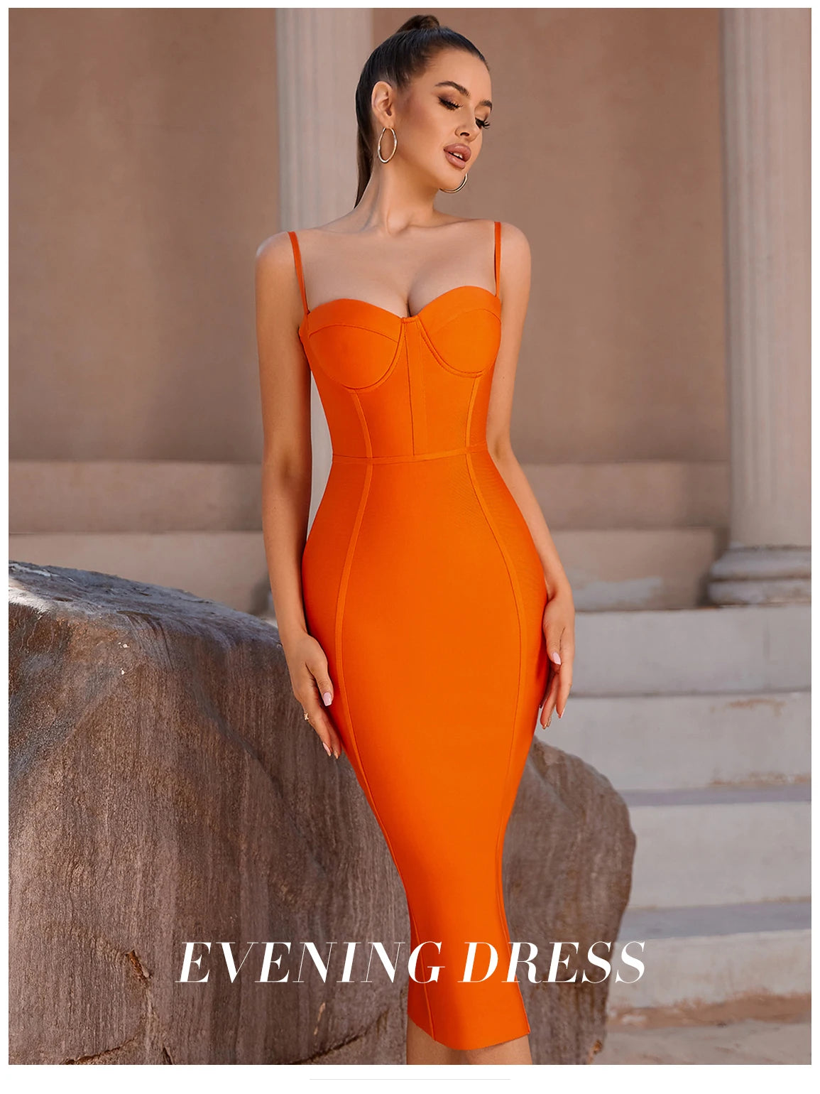 Adyce 2023 New Summer Women Sleeveless Bandage Dress Sexy Spaghetti Strap Orange Bodycon Evening Runway Club Party Dress Vestido