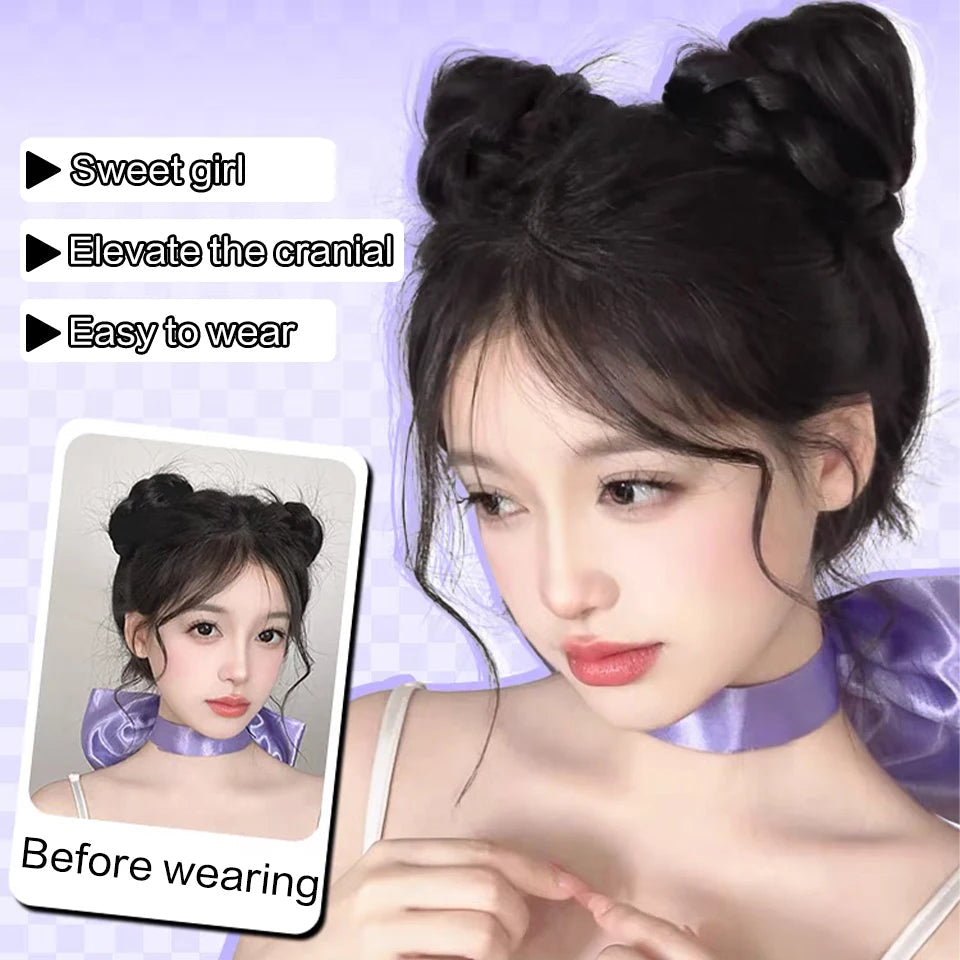 Synthetic Cat Ear Wig Bag Wig Women's Bun To Increase Hair Volume Fluffy Croissant Clip-on Newly Upgraded Ball Head Viralgem Store