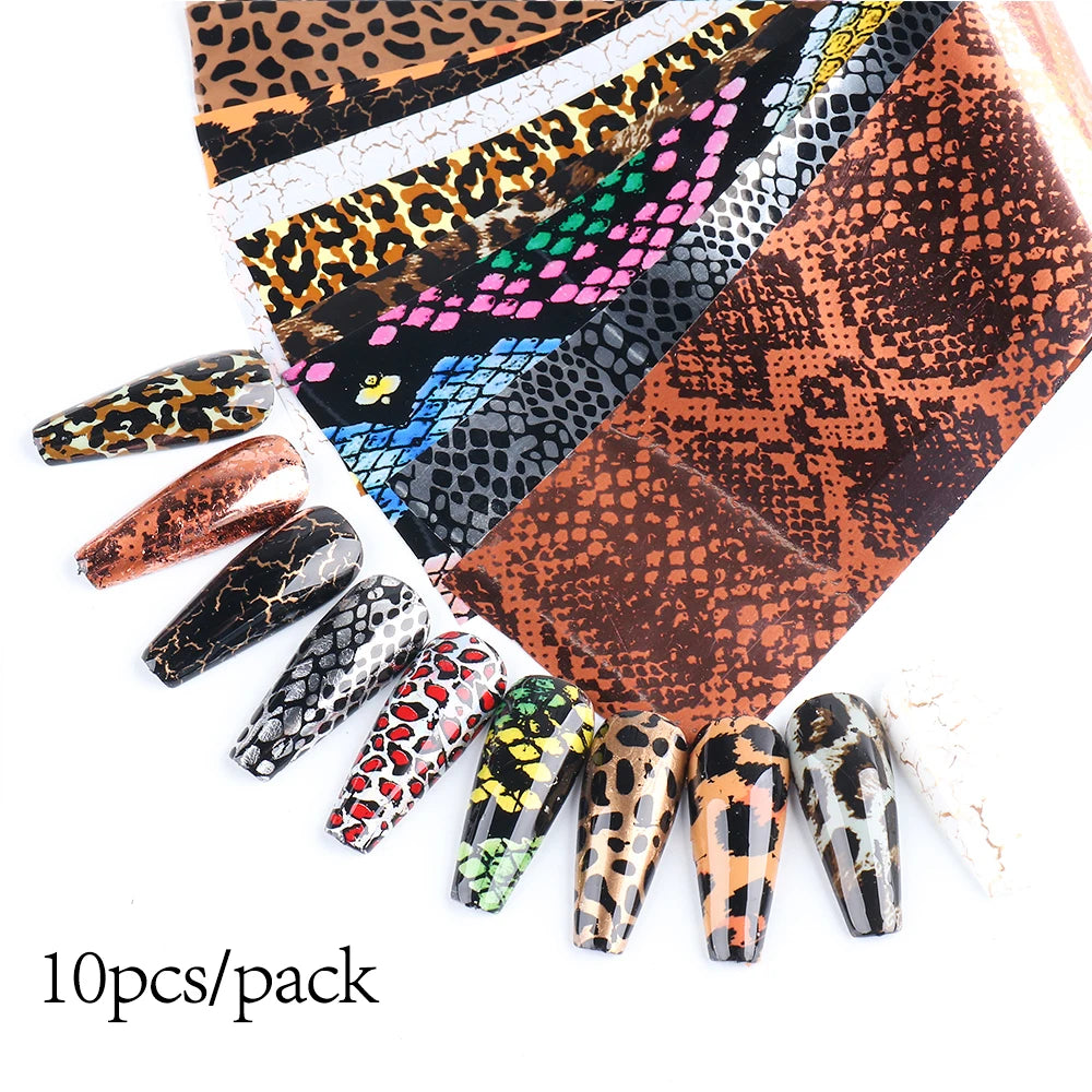 10Pcs Hologram Transfer Foil Nails Laser Stars Holographic Nail Stickers Mermaid Tail Sliders Metallic Gel Polish Wraps NLXKY01