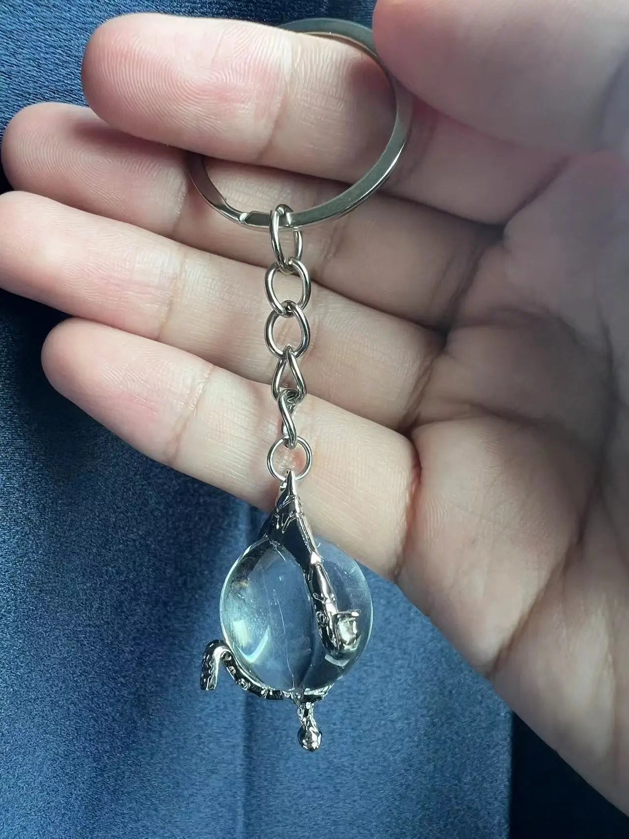 W.I.T.C.H. Color Crystal Heart of Kandrakar Keychain Exquisite Pattern Carved Crystal Ball Pendant Chain Magic Elf Same Jewelry