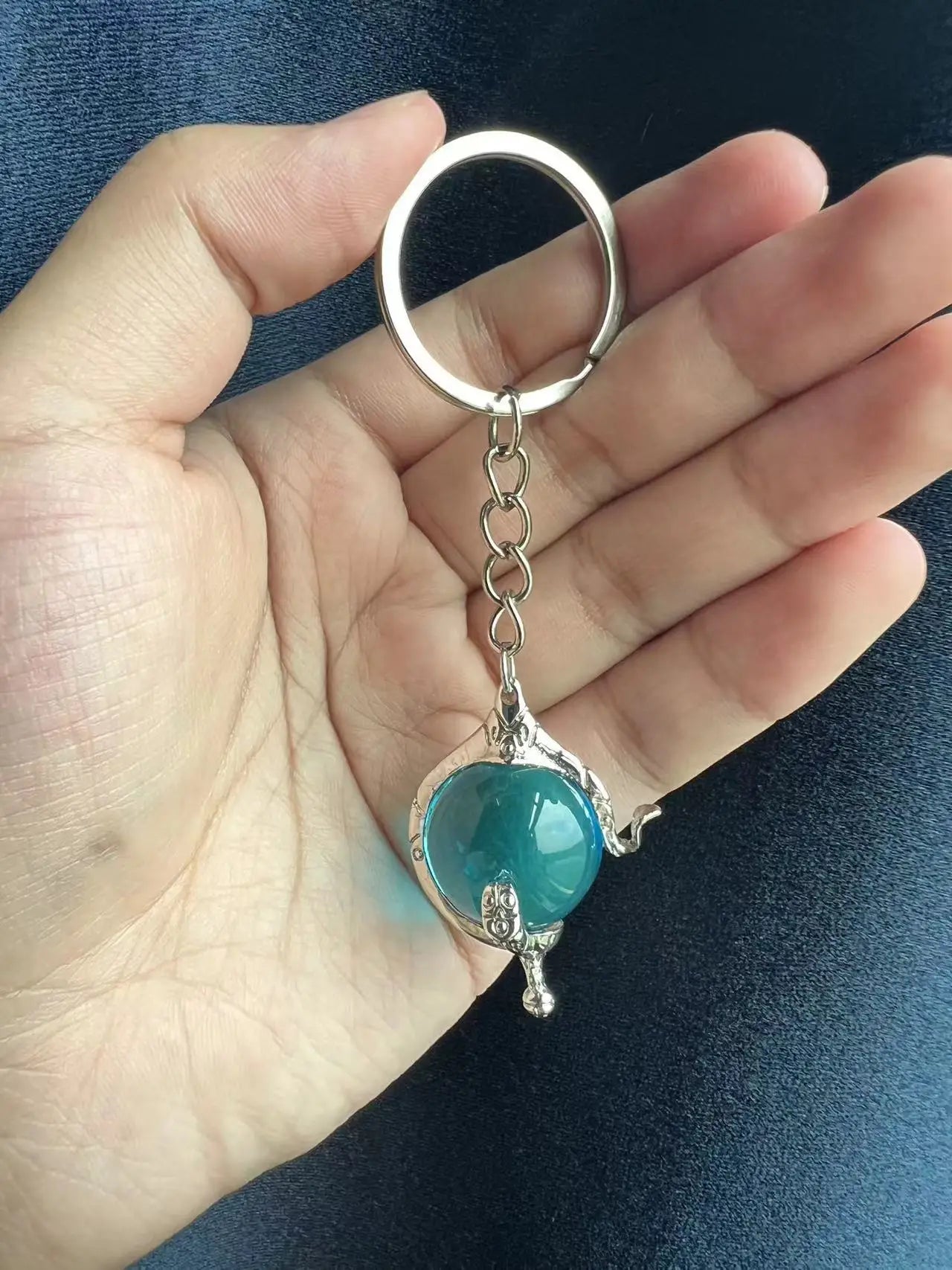 W.I.T.C.H. Color Crystal Heart of Kandrakar Keychain Exquisite Pattern Carved Crystal Ball Pendant Chain Magic Elf Same Jewelry