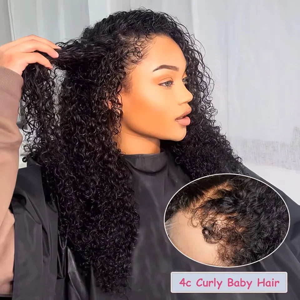 4C Edges 13x4 Water Wave HD Lace Front Human Hair Wig Pre Plucked Glueless Wig Transparent Lace Frontal Wig With Curly Baby Hair
