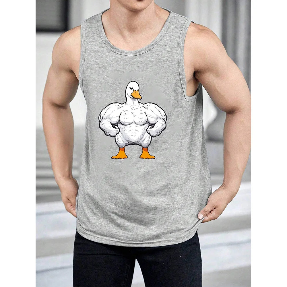 2024 New Funny Mask Men's Printed Men's Round Neck Vest Street Fashion Daily Sports Fitness Breathable Comfortable Vest Viralgem Store