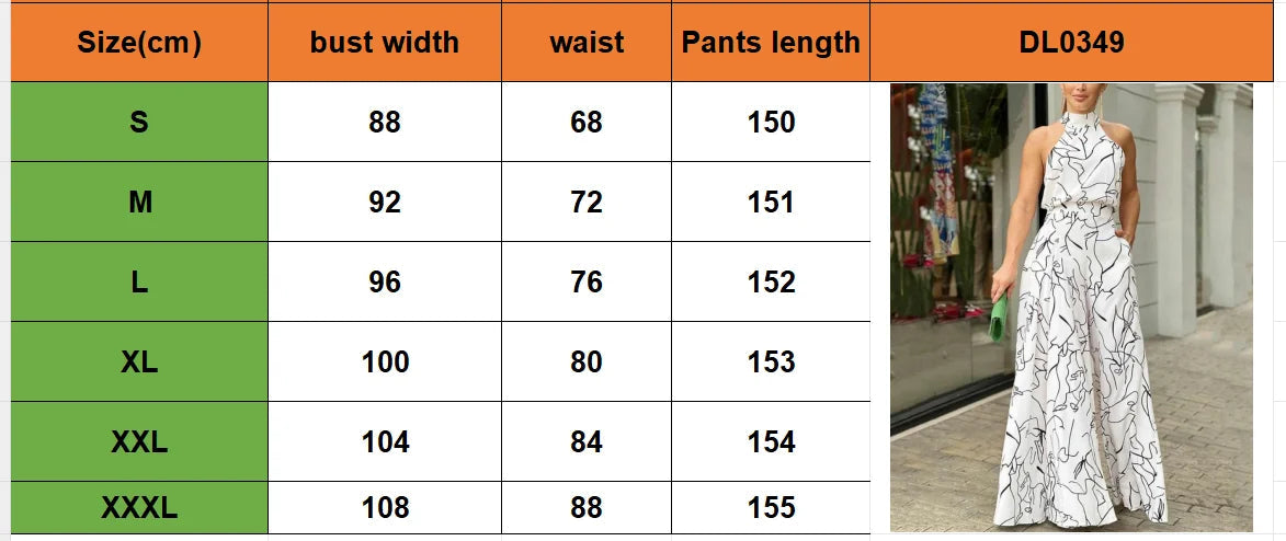 Summer women's geometric printed sleeveless pants with elegant temperament cinched waist tie up hanging neck style jumpsuit Viralgem Store