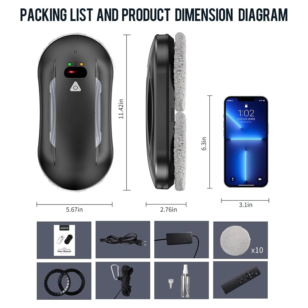 5600pa Window Cleaning Robot Household Intelligent Vacuum Remote Control Anti Fall Electric Window Washer Glass Cleaner Viralgem Store