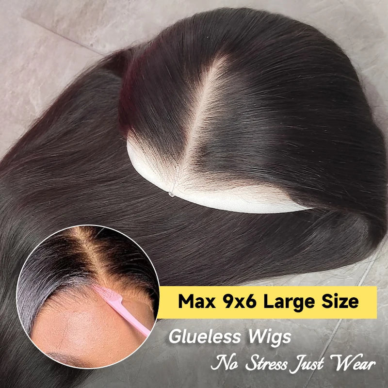 9x6 Pre Cut HD Lace Glueless Wigs Straight Virgin Human Hair Wigs 250% 13x6 Lace Front Wigs 3s Put On Go Straight Frontal Wigs Viralgem Store