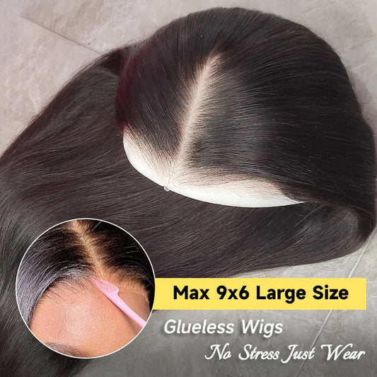 9x6 Pre Cut HD Lace Glueless Wigs Straight Virgin Human Hair Wigs 250% 13x6 Lace Front Wigs 3s Put On Go Straight Frontal Wigs Viralgem Store