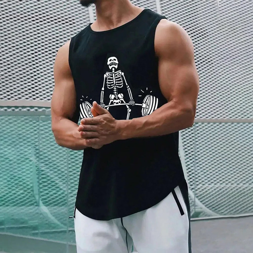 2024 New Funny Mask Men's Printed Men's Round Neck Vest Street Fashion Daily Sports Fitness Breathable Comfortable Vest Viralgem Store